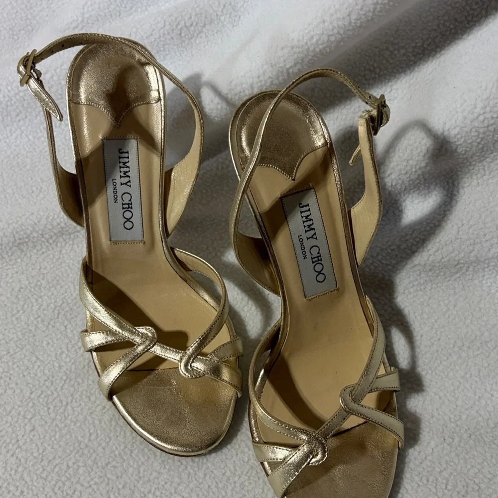 Jimmy Choo Elegant Gold Heels - Picture 2 of 7